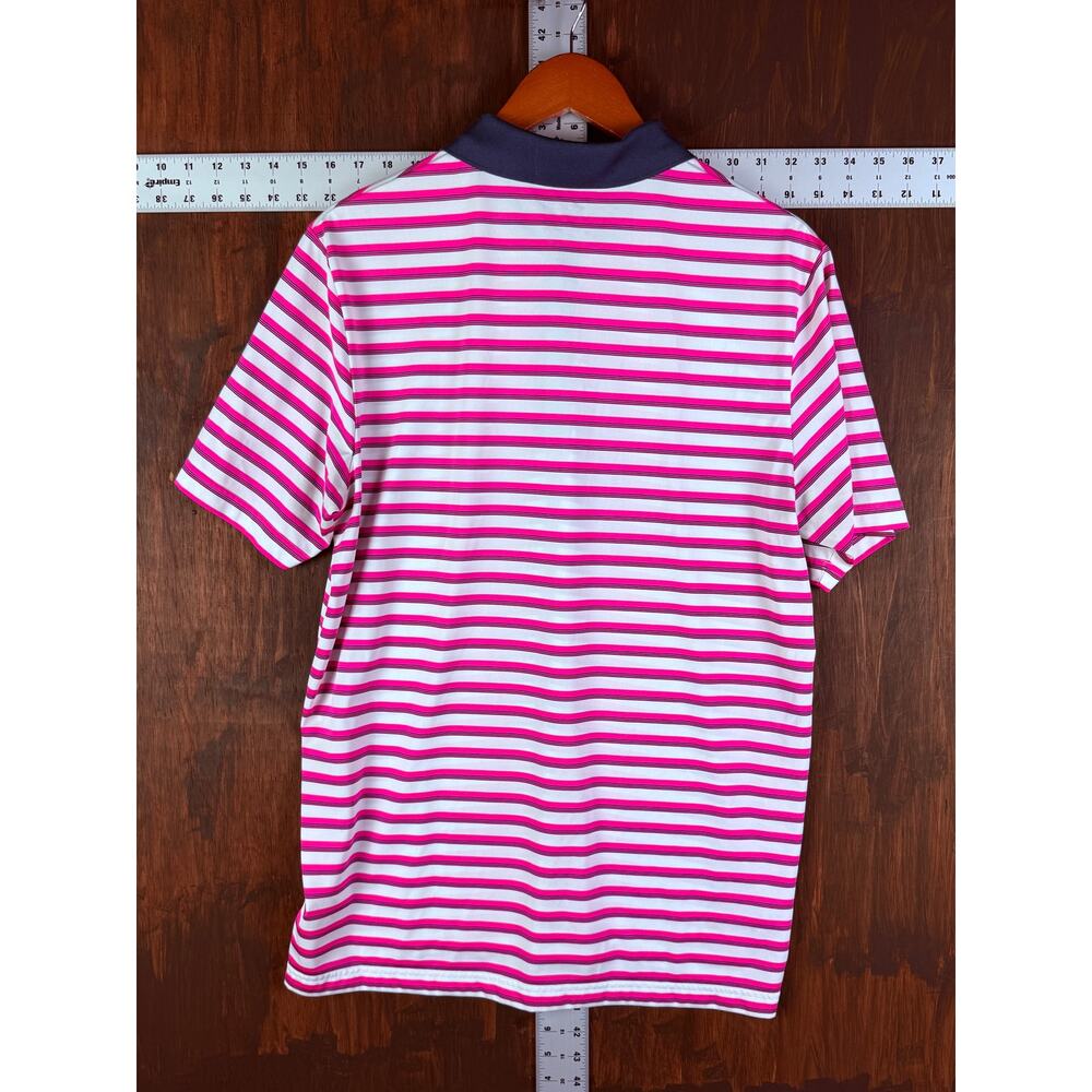 Adidas Performance Stretch Golf Activewear Polo Striped Pink Blue Mens Large - Picture 8 of 8